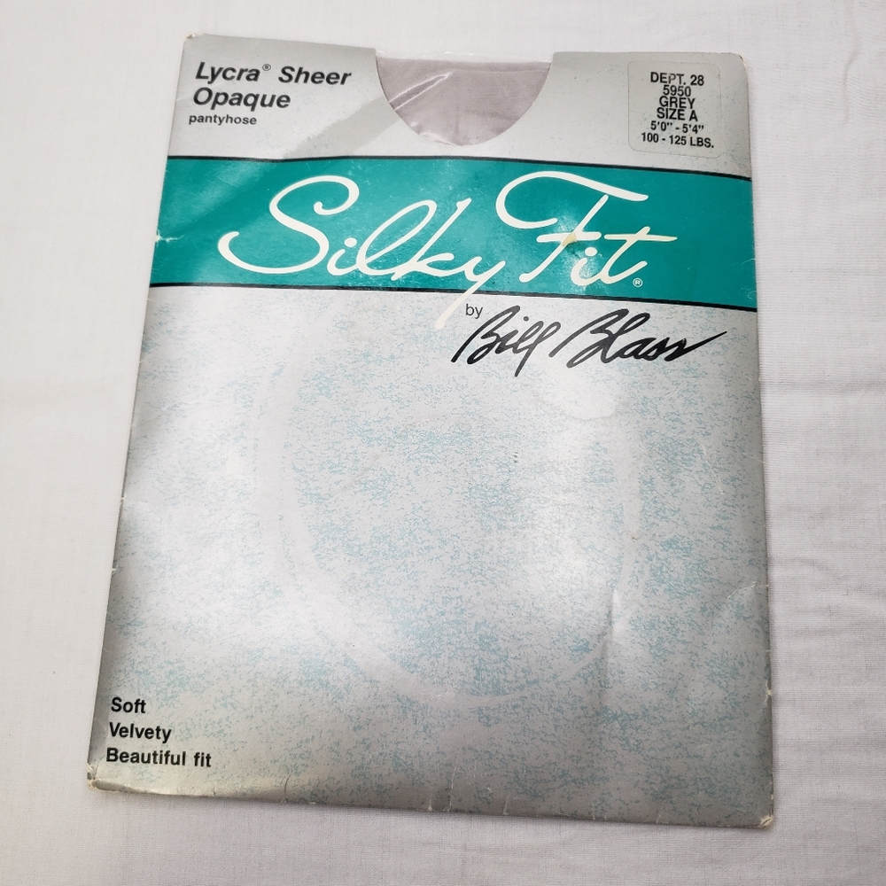 Bill Blass Silky Fit Lycra Sheer Opaque Pantyhose Size A Grey 5950